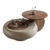 Minimalist Cream Round Wooden Coffee Table / Lixra