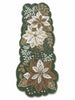 Embroidered Green Beaded Table Runner with Botanical Floral Design / Lixra
