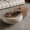Minimalist Cream Round Wooden Coffee Table / Lixra