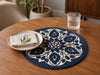 Navy Blue Floral Beaded Round Placemat Set of 2 / Lixra