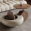 Minimalist Cream Round Wooden Coffee Table / Lixra