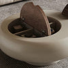 Minimalist Cream Round Wooden Coffee Table / Lixra
