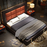 Stylish Quilted Leather Upholstered Bed with Headboard / Lixra