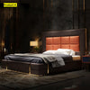 Stylish Quilted Leather Upholstered Bed with Headboard / Lixra