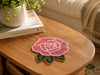 Handcrafted Pink Rose Beaded Placemat Set Of 2 / Lixra