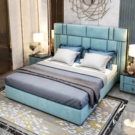 Modern Rectangular Velvet Fabric Upholstered Bed / Lixra