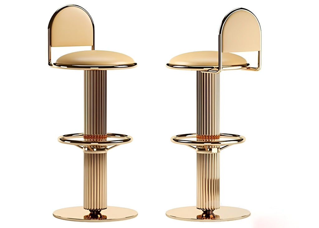 Set Of 3 Modern Swivel Leather Bar Stools / Lixra