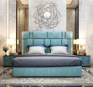 Modern Rectangular Velvet Fabric Upholstered Bed / Lixra