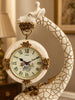 Elegant White Giraffe Floor Clock with Gold Accents / Lixra