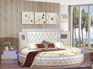 Luxurious Cozy LED Round Leather Bed