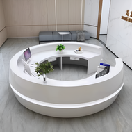 Modern Wooden Round Reception Desk with LED / Lixra