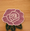 Handcrafted Pink Rose Beaded Placemat Set Of 2