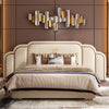 Luxury Redefined White Leather Bed With Rose Gold Accents / Lixra