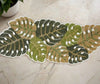 Green Handcrafted Beaded Table Runner With Leaf Design / Lixra