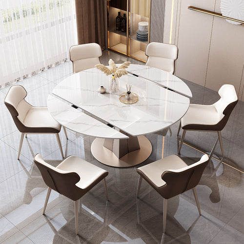 Celestial Modern Extendable Round Rectangle Dinning Table Set / Lixra