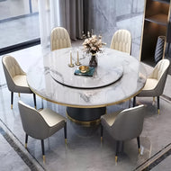 Stainless Steel Marble Top Dining Table Set / Lixra