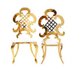Set Of 4 Golden Polished Leather Dining Chairs / Lixra