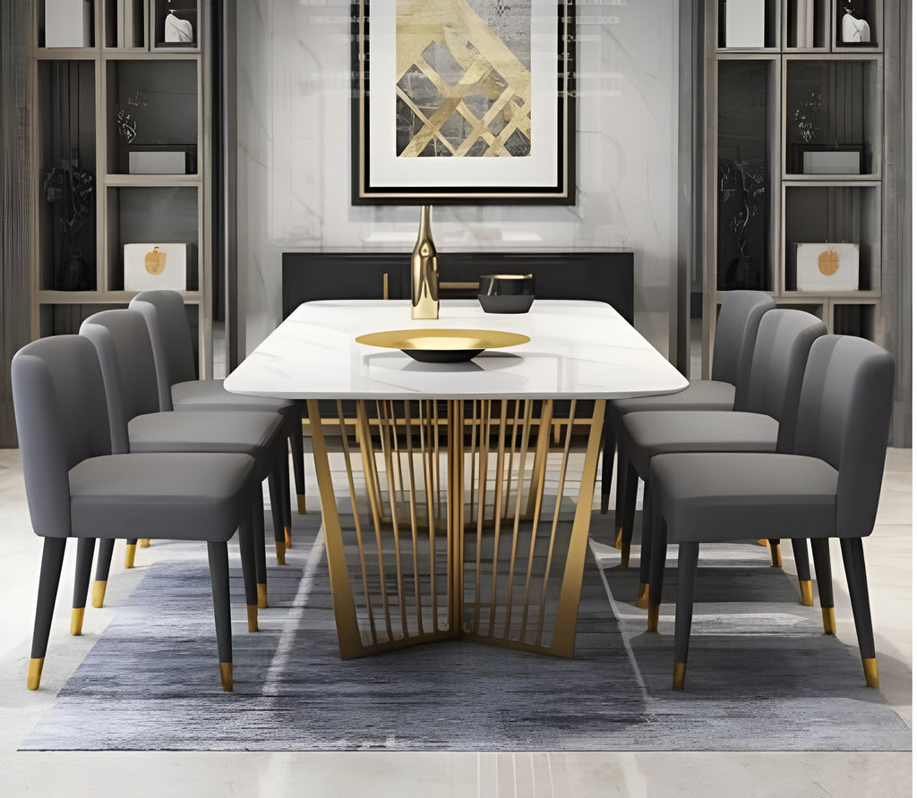 Contemporary Marble Top Dining Table Set / Lixra
