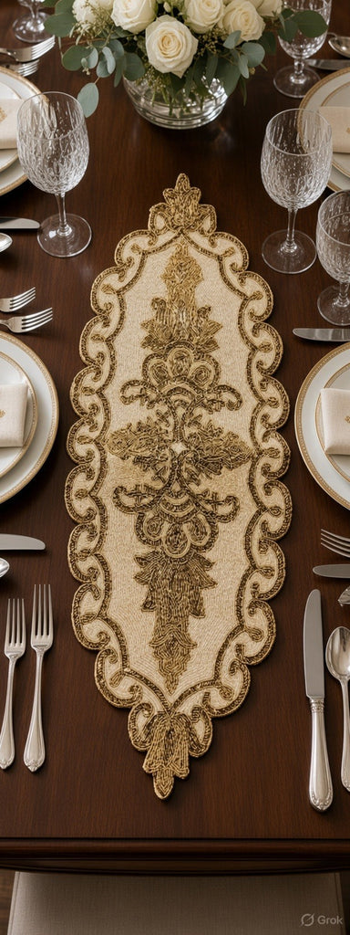 Aesthetic Glass Beads Table Runner / Lixra