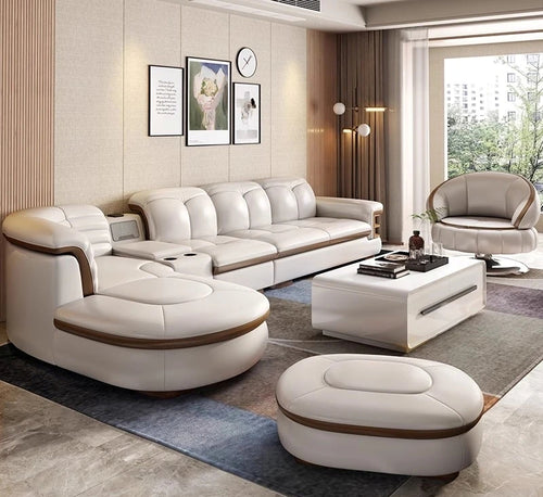 Customizable Sectional Leather Sofa Set With Built-In Speaker / Lixra