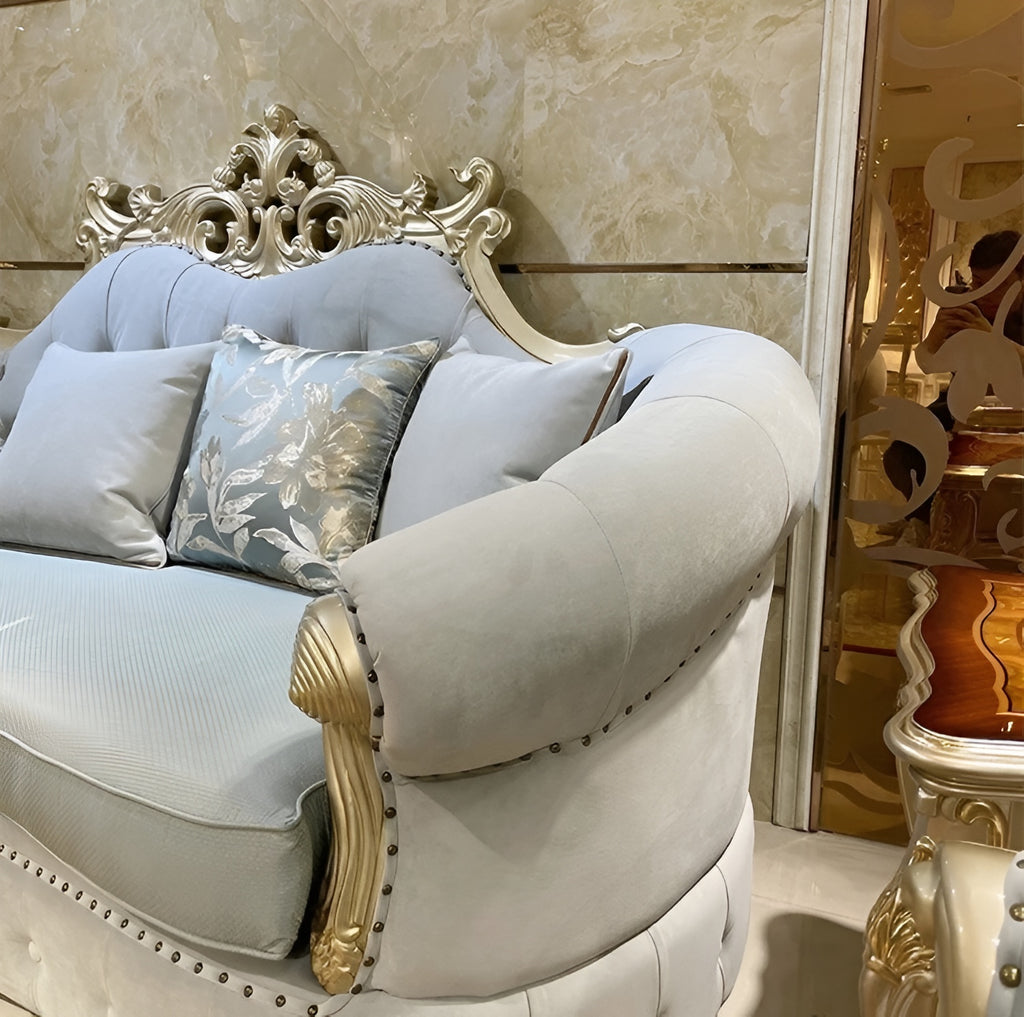 Antique Design Velvet Fabric European Sofa Set - Lixra.com
