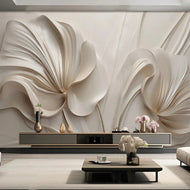 3D-luxury Creamy White Floral Wallpaper / Lixra