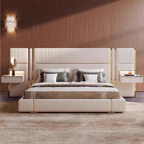 Contemporary Luxurious Leather Headboard Bed / Lixra