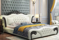 European Button Tufted Leather Bed / Lixra