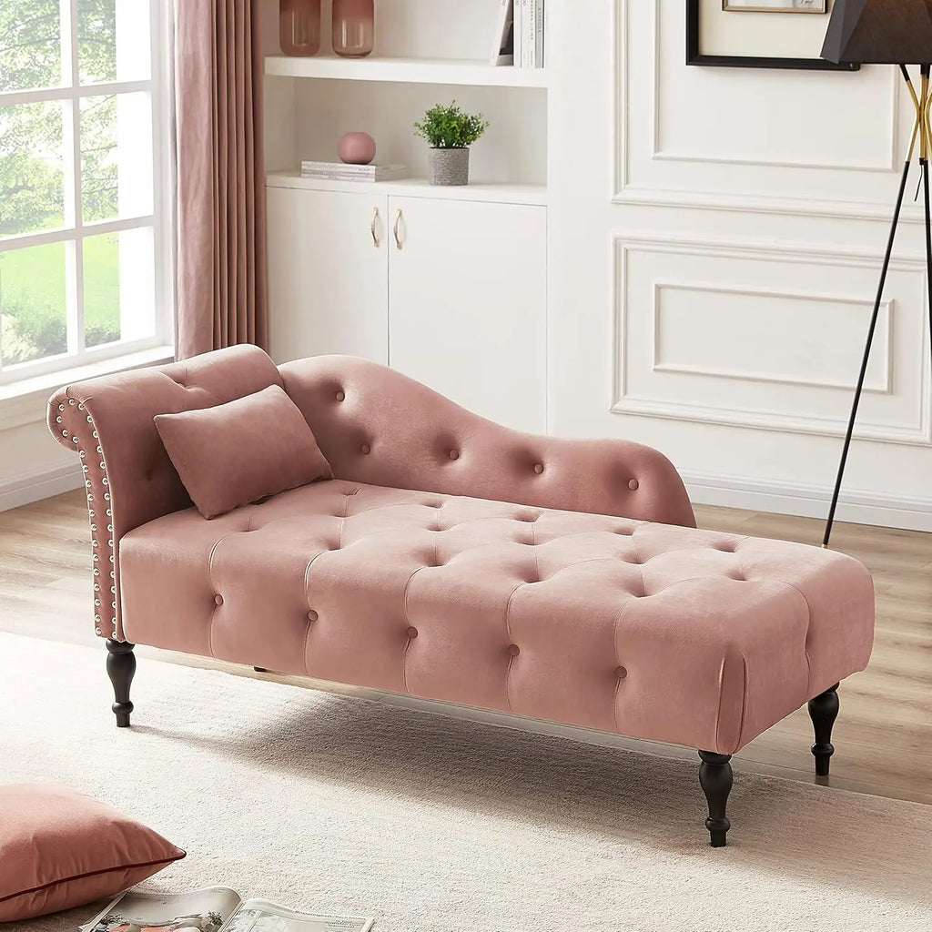 Velvet Tufted Solid Wood Chaise Lounge