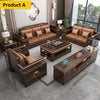 Classic Wooden Leather Sofa 3-2-1 Set / Lixra