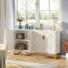 Functional Beauty Wood Buffet Cabinet With Gold-line Handles / lixra