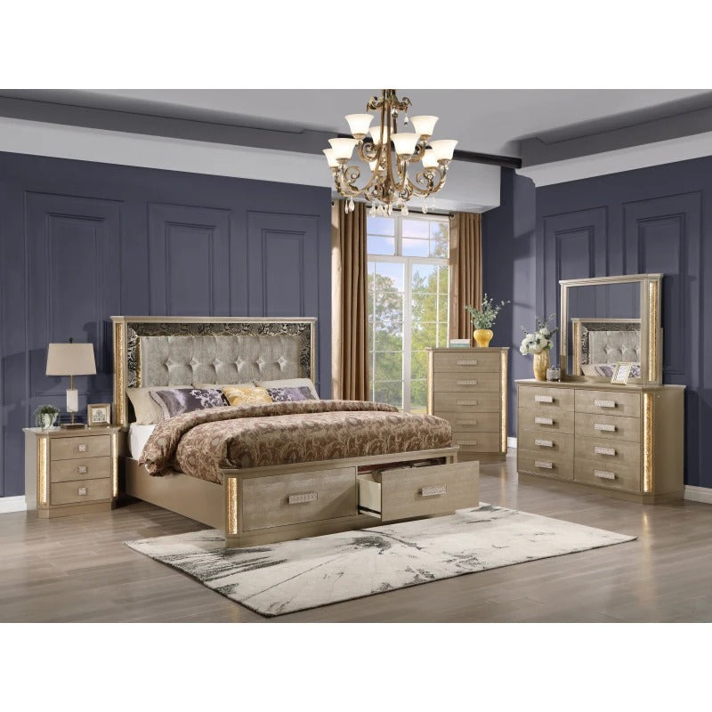 5 Piece Modern Design King Size Bedroom Set / Lixra