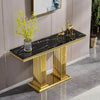 46.85" Rectangular Marble Top Double Pedestal Accent Table / Lixra