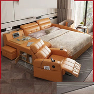 Multifunctional Button Tufted Smart Leather Bed / Lixra