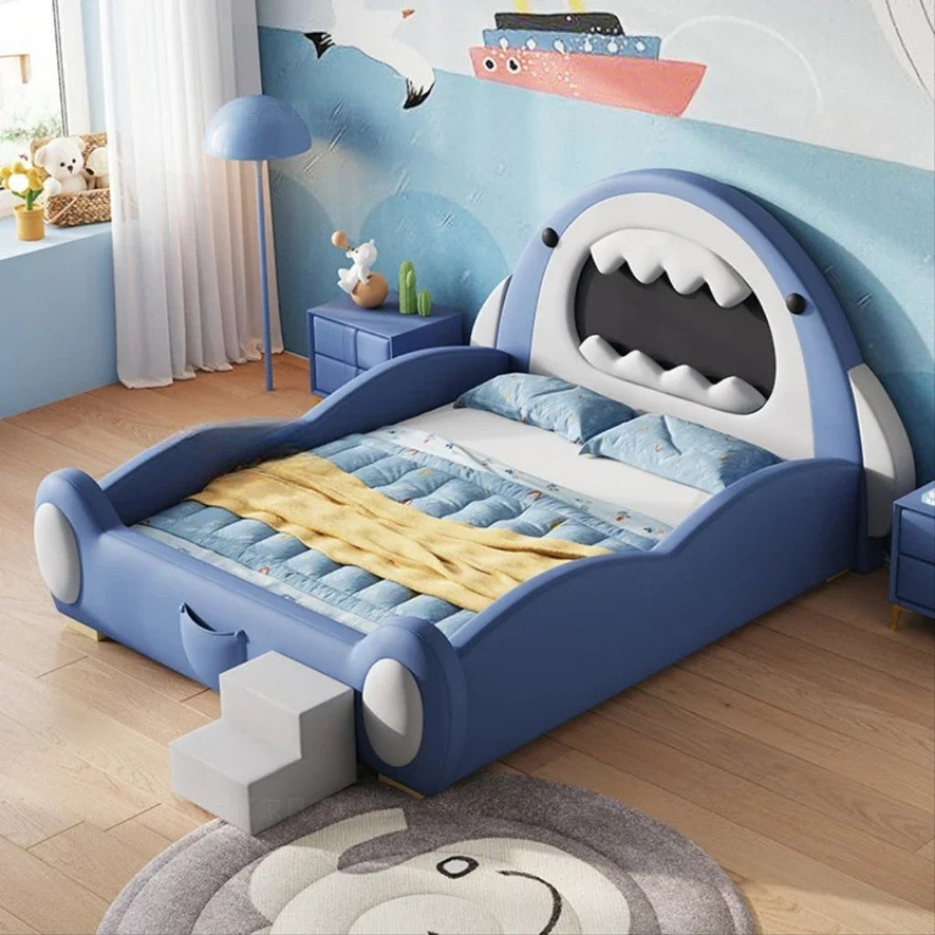 Shark Design Luxurious Leather Kid's Bed
