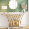 Long Accent Table With Golden Geometric Design / Lixra