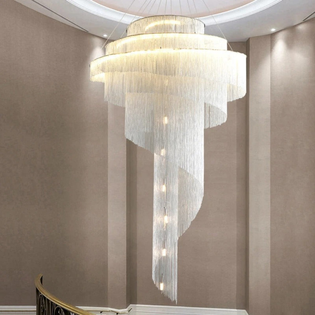 Asymmetric LED Chandelier With Aluminum Chains / Lixra