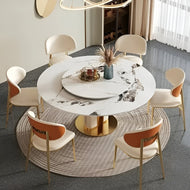 Luxotic Modern Marble-Top Round Dining Table Set / Lixra