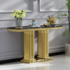 46.85" Rectangular Marble Top Double Pedestal Accent Table / Lixra