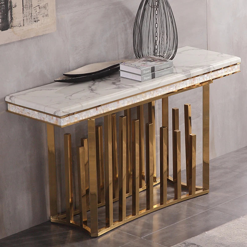 Golden Finish Accent Table for Living Room / Lixra