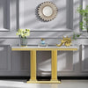 46.85" Rectangular Marble Top Double Pedestal Accent Table / Lixra