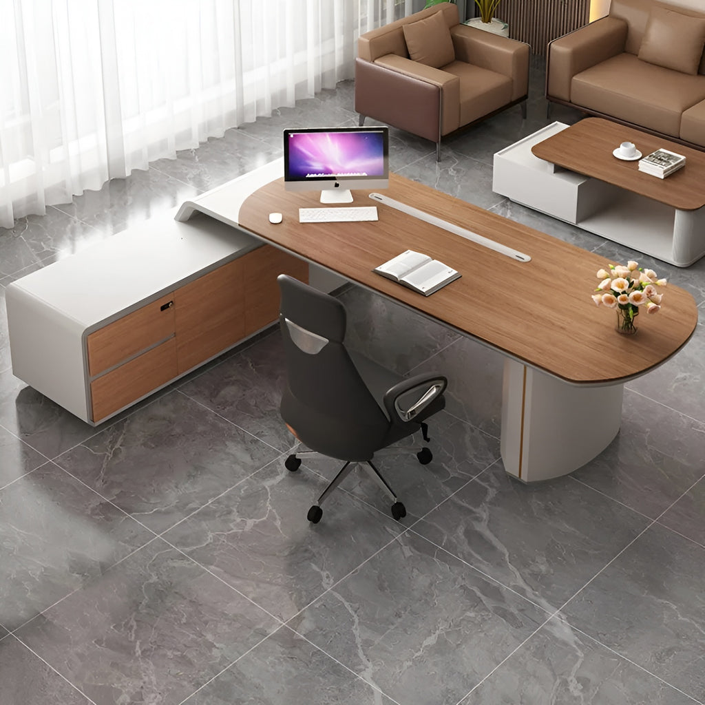 Excellence Wooden Design L-Shaped Computer Desk / Lixra