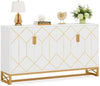 Functional Beauty Wood Buffet Cabinet With Gold-line Handles / lixra