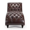 Diamond Tufted Leather Finish Chaise Lounge / Lixra