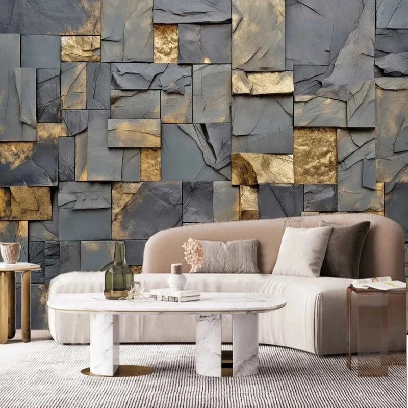 Golden Leaf Rock 3D-Art Wallpaper / Lixra