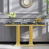 46.85" Rectangular Marble Top Double Pedestal Accent Table / Lixra