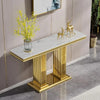 46.85" Rectangular Marble Top Double Pedestal Accent Table / Lixra