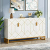 Functional Beauty Wood Buffet Cabinet With Gold-line Handles / lixra