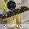46.85" Rectangular Marble Top Double Pedestal Accent Table / Lixra