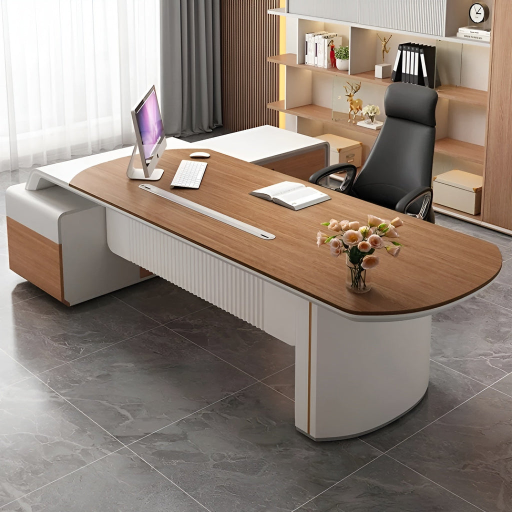 Excellence Wooden Design L-Shaped Computer Desk / Lixra